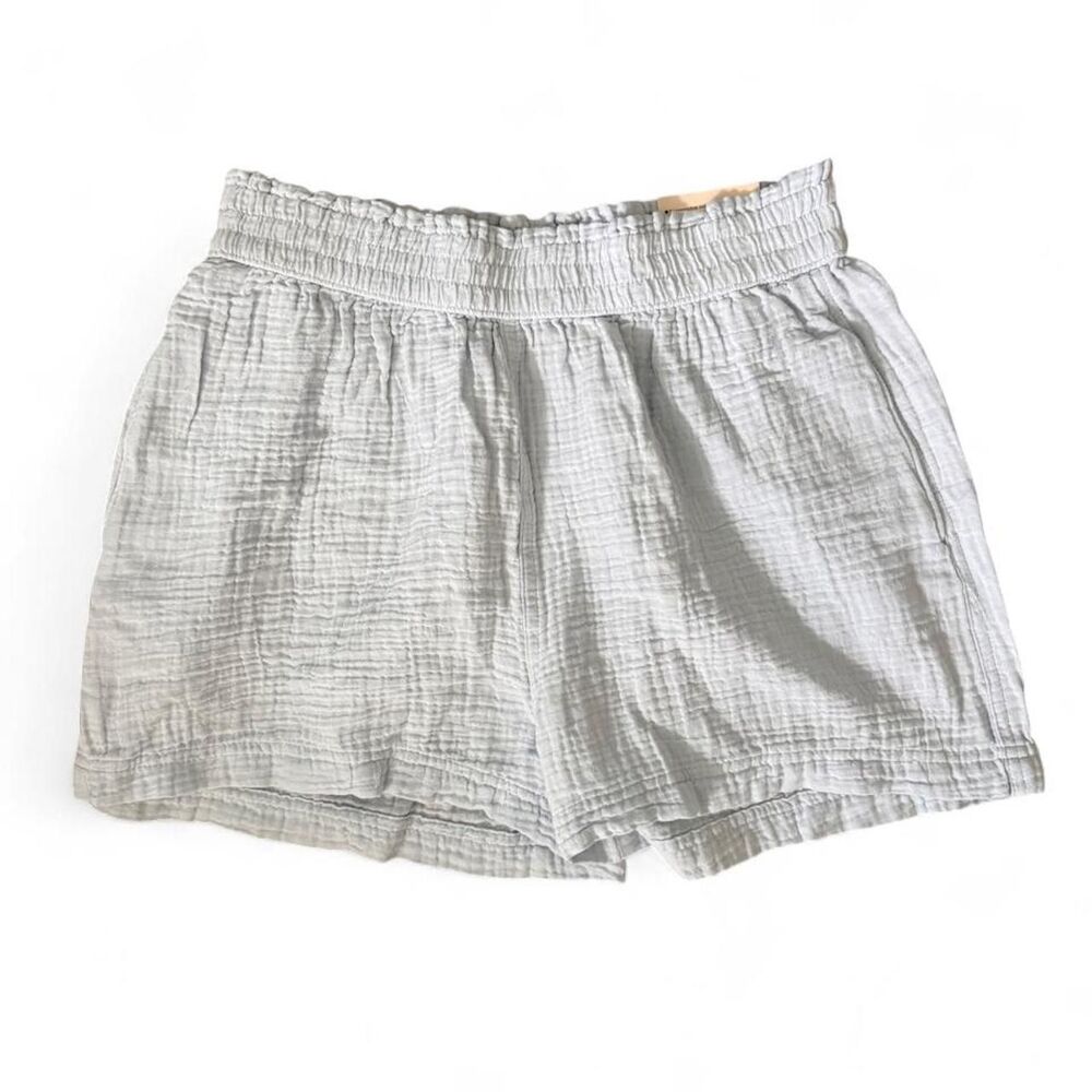 SO Women’s M High Rise Gauze Shorts Pale Blue Cotton Pull On NWT